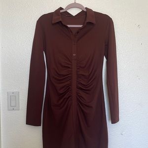 brown ruched zara dress!